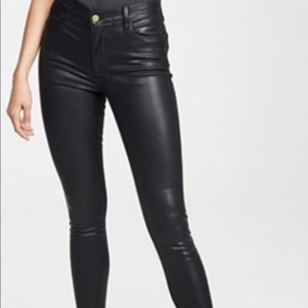 Frame Black LE High Coated Cropped Skinny Jeans